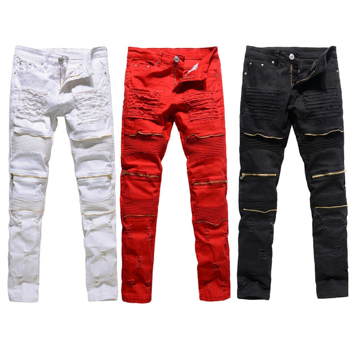 Men's Skinny Stretch Ripped Distressed Denim Jeans