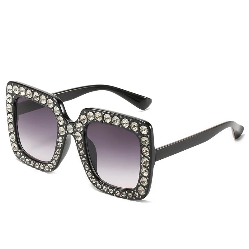 Oversized Square Rhinestone Diamond Women's UV400 Sunglasses