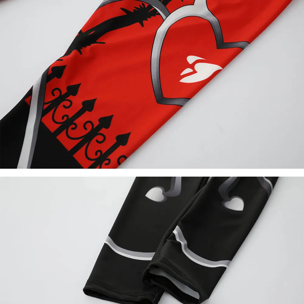 Heart Shape Digital Print Patchwork Fitness Leggings