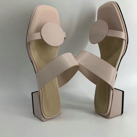 Shallow Open Toe Flat Double Strap Square Heel Women's Sandals to size 15