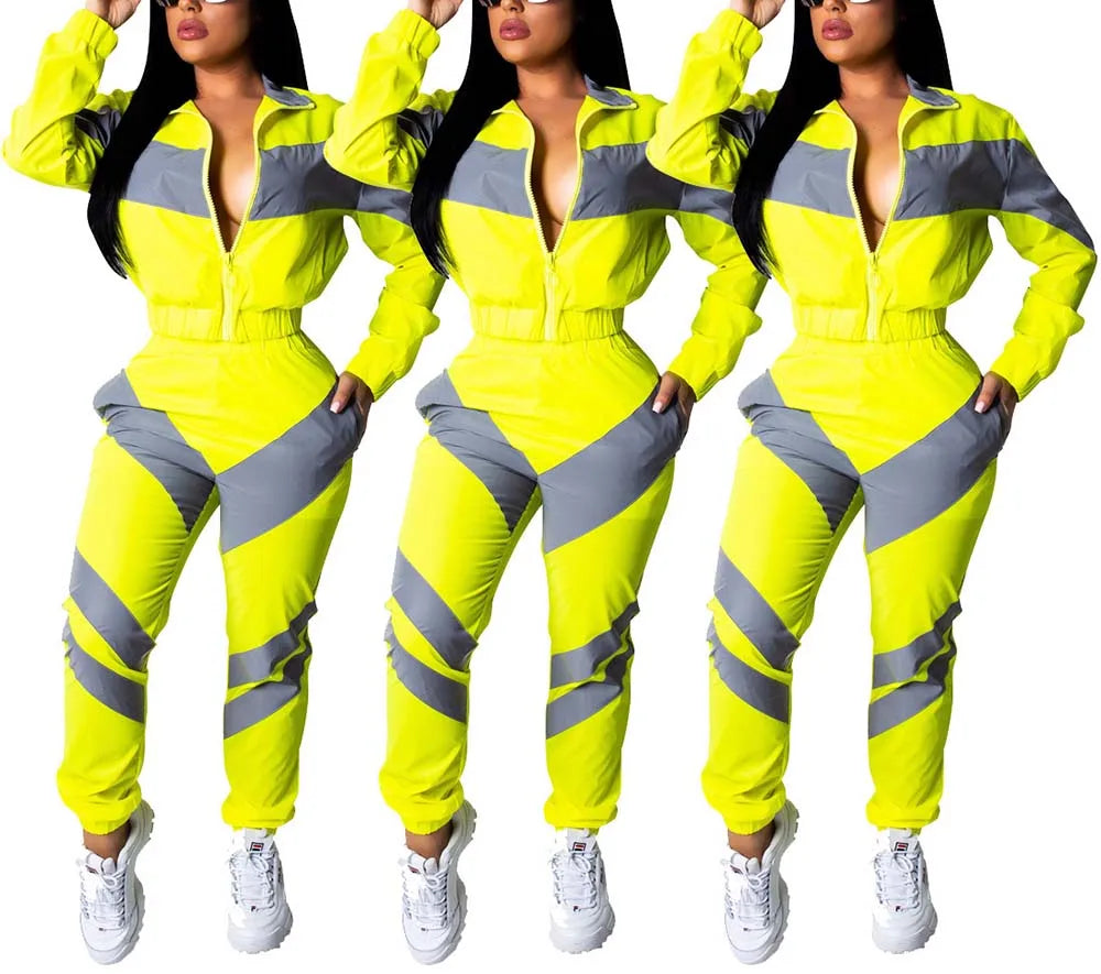 Geometric Colorblock Ladies 2-Piece Tracksuit