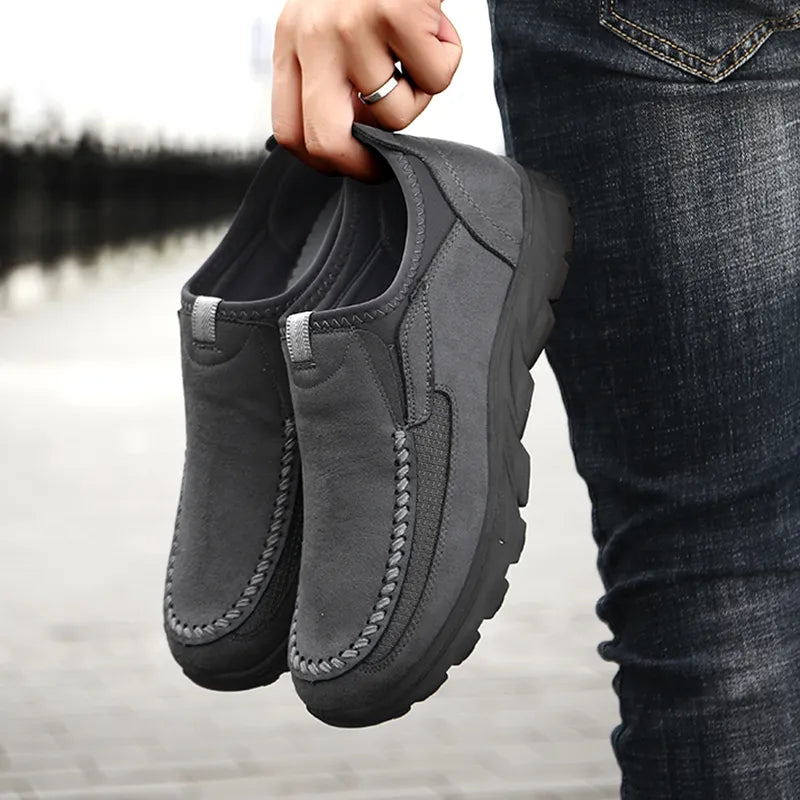 Men Casual Handmade Retro Thick Sole Slip On Loafers