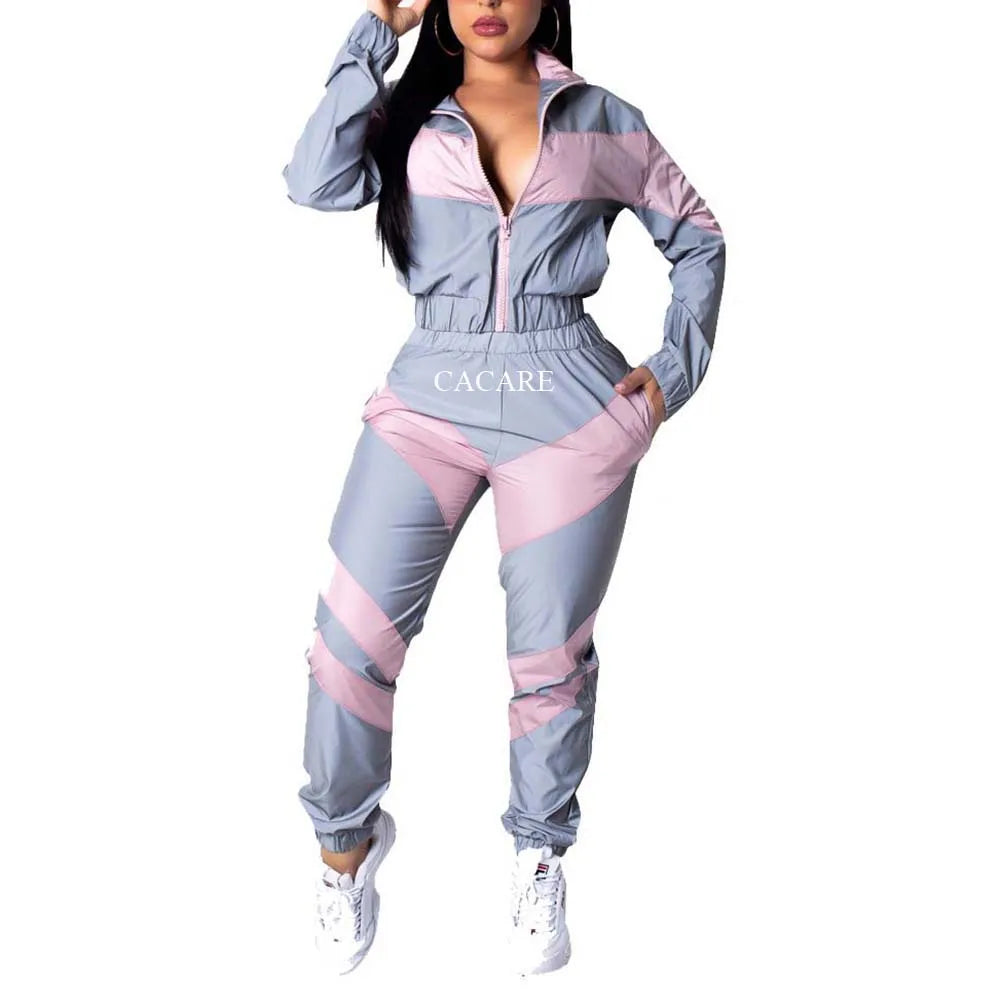 Geometric Colorblock Ladies 2-Piece Tracksuit