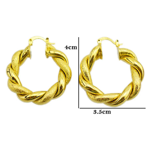 Twisted African Gold Color Hoop Earrings