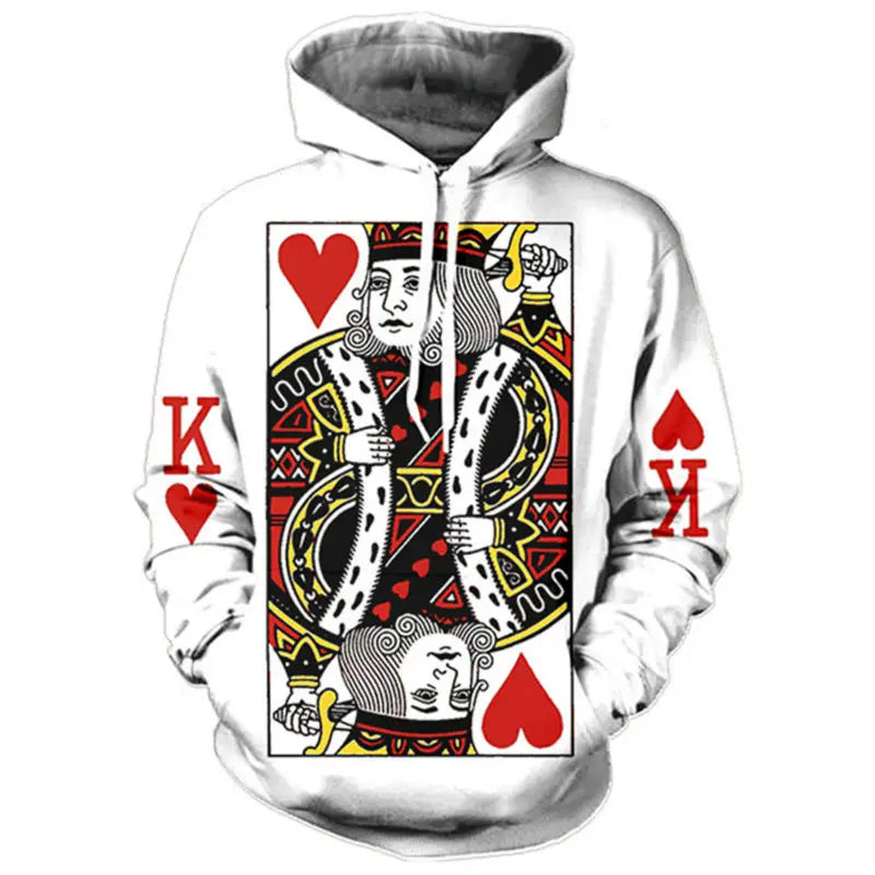 "King of Hearts" Playing Card Print Men's 3D Graphic Hip Hop Hoodie Sweatshirt