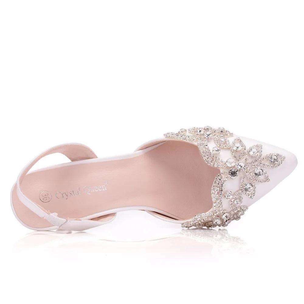 Crystal Queen Rhinestone Wedding Bridal Pointed Toe High Heel Party/ Prom/Bridesmaid Slingback Pumps