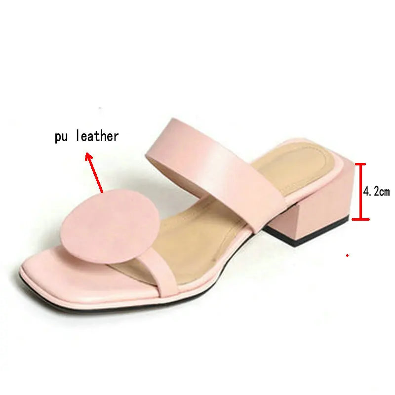 Shallow Open Toe Flat Double Strap Square Heel Women's Sandals to size 15