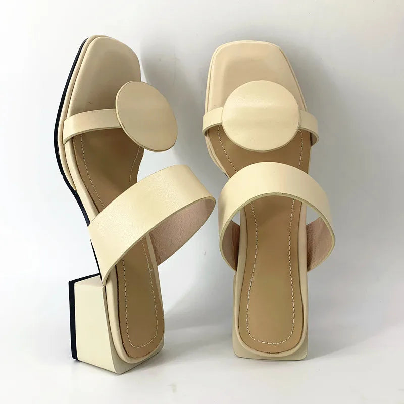 Shallow Open Toe Flat Double Strap Square Heel Women's Sandals to size 15