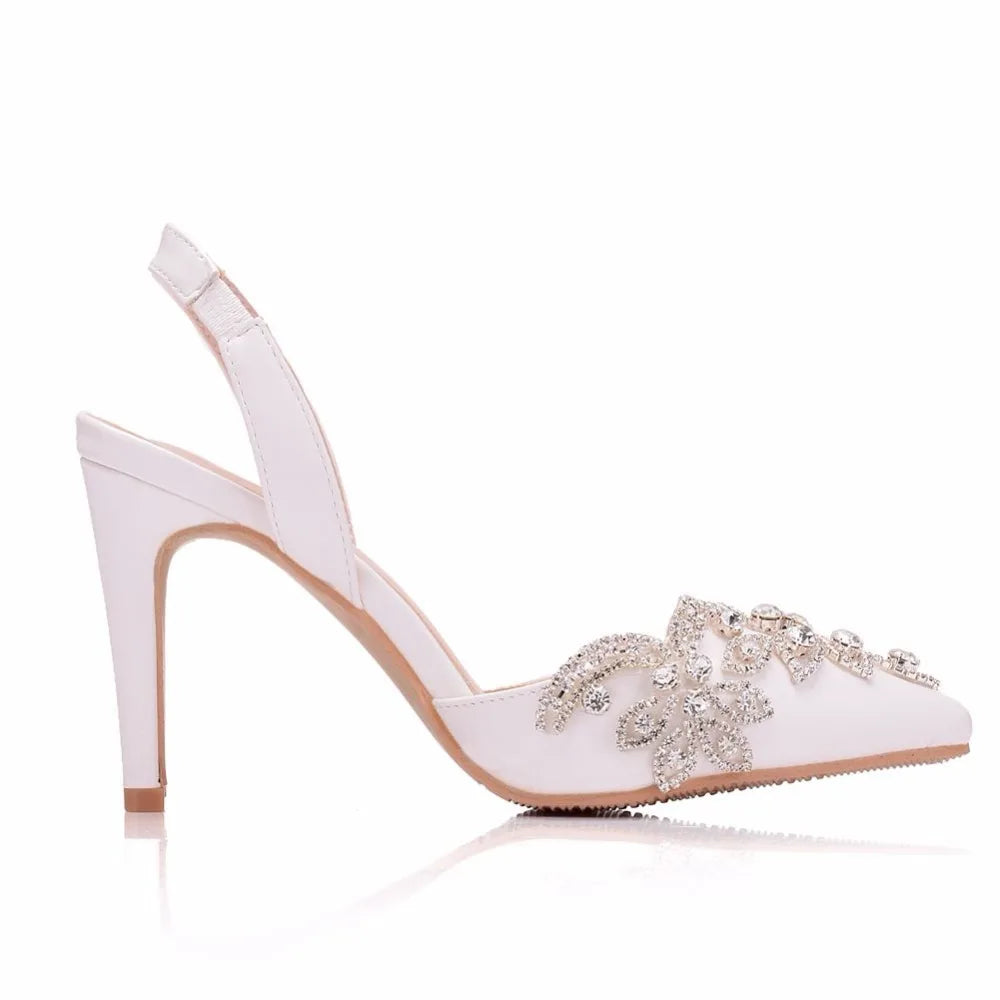 Crystal Queen Rhinestone Wedding Bridal Pointed Toe High Heel Party/ Prom/Bridesmaid Slingback Pumps