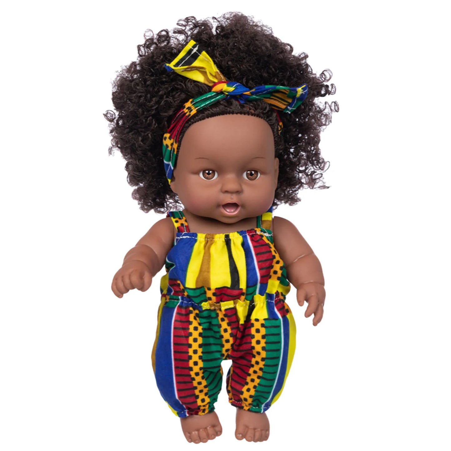 Curly Hair Baby w/ Headband 8-Inch Vinyl African-American Black Dolls