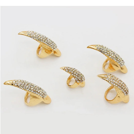 Punk Fingernail Rings Cz Crystal Eagle Claw Decorative 5-Piece Set