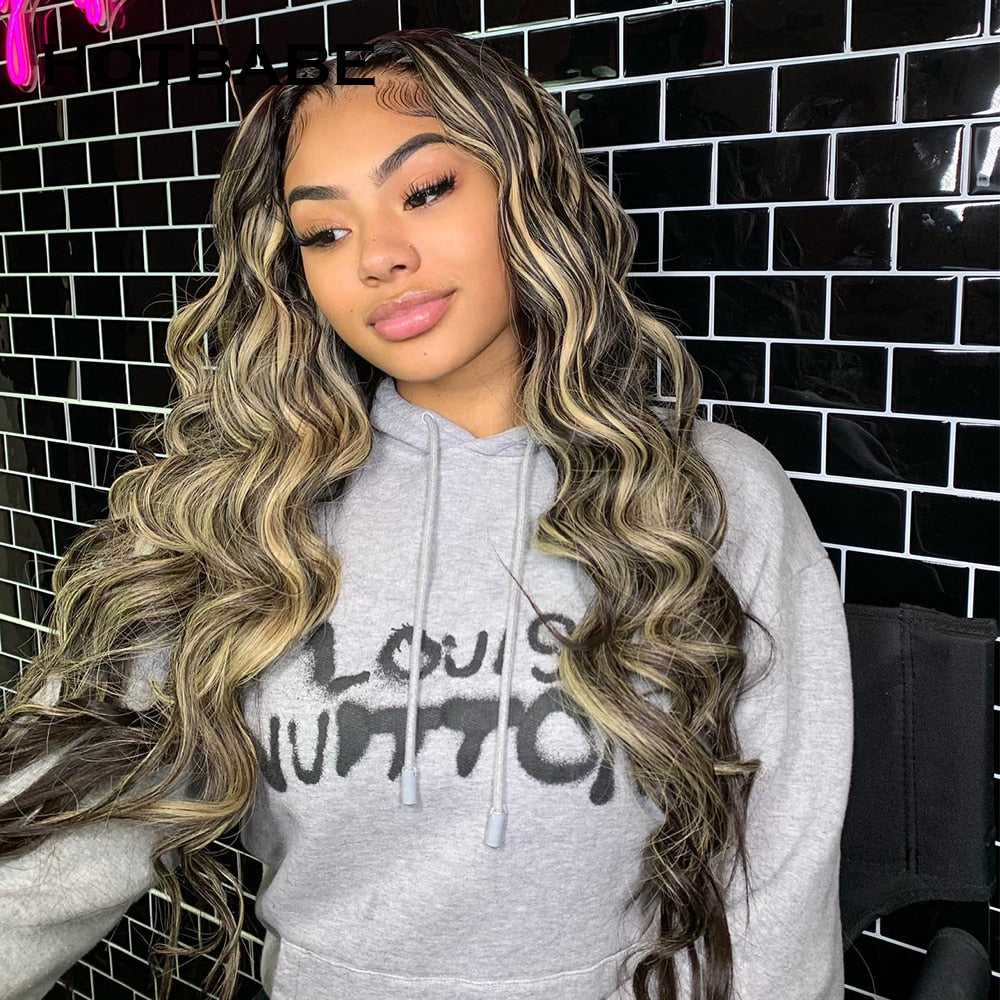 Highlight Wig Grey With Black Color 30 32 Inch Lace Front Wigs For Women Body Wave 13x4 Lace Frontal Wigs Colored Human Hair Wig