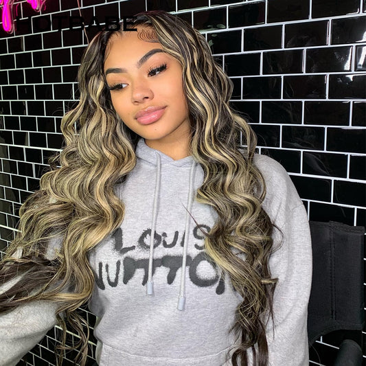 Highlight Wig Grey With Black Color 30 32 Inch Lace Front Wigs For Women Body Wave 13x4 Lace Frontal Wigs Colored Human Hair Wig