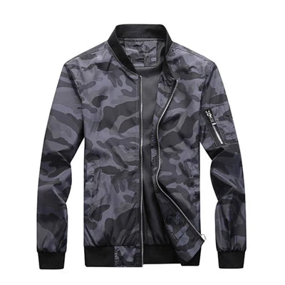 Men's Camouflauge O-Neck Zipper Bomber Jacket