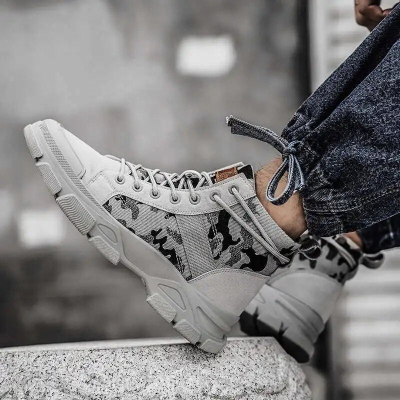 Men's Camouflage High-Top Ankle Boots