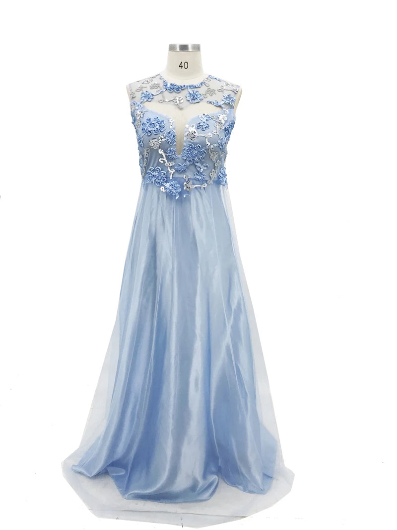 Chiffon Lace Evening Formal Ball Gown Prom Bridesmaid  Lace Floral Maxi Dress