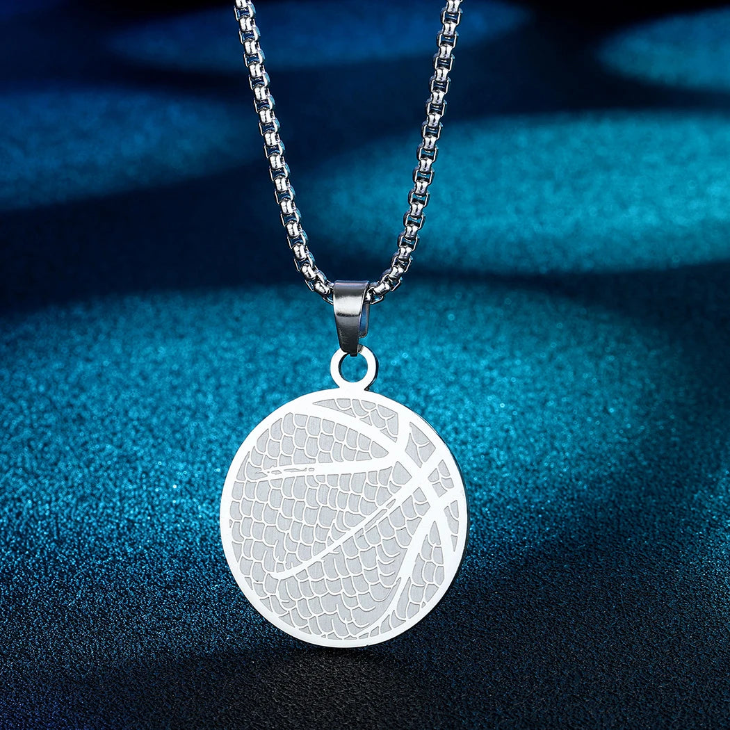 Basketball Pendant Gold/Silver Stainless Steel Basketball Pendant Chain Necklace