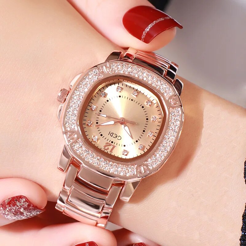 Square Rhinestone Waterproof Diamond Quartz Women's Watch