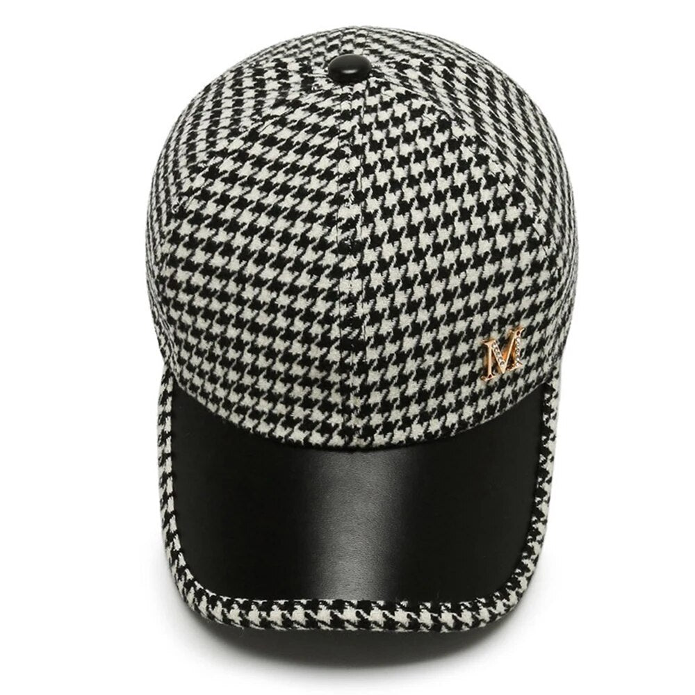 Houndstooth British Style Plaid Baseball Hat