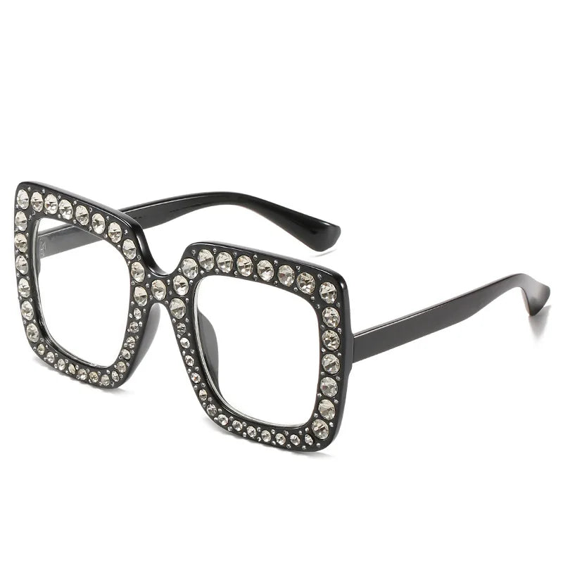 Oversized Square Rhinestone Diamond Women's UV400 Sunglasses