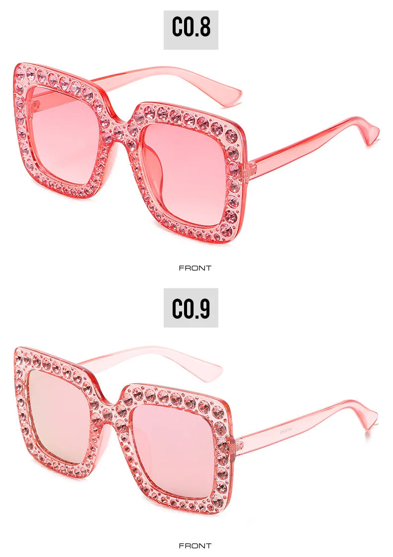 Oversized Square Rhinestone Diamond Women's UV400 Sunglasses