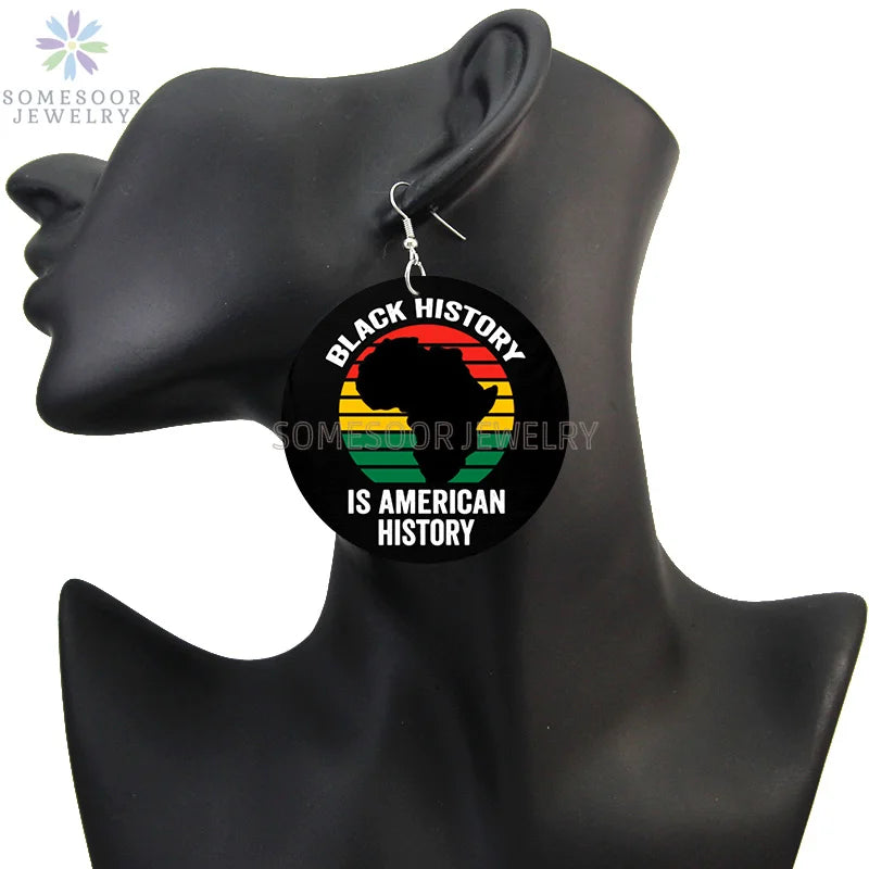 Black History/Melanin/Jesus Wood Drop Earrings