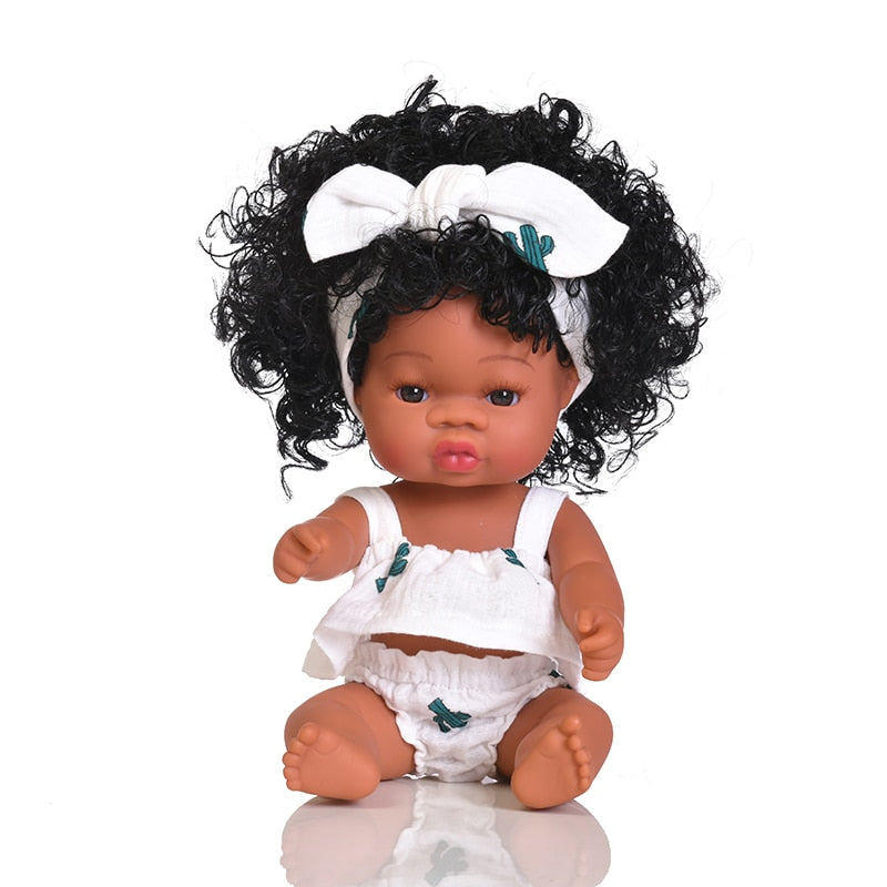 35cm African Black Girl Handmade Silicone Doll