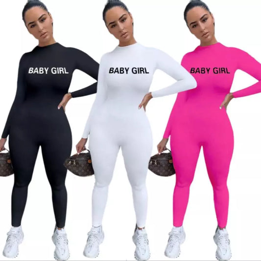 "Baby Girl" Long Sleeve Fitness Jumpsuit