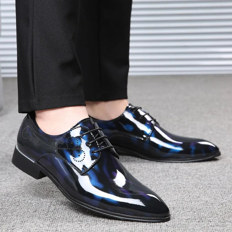 Men's Patent Leather Oxford Formal Pointed Toe Dress Shoes