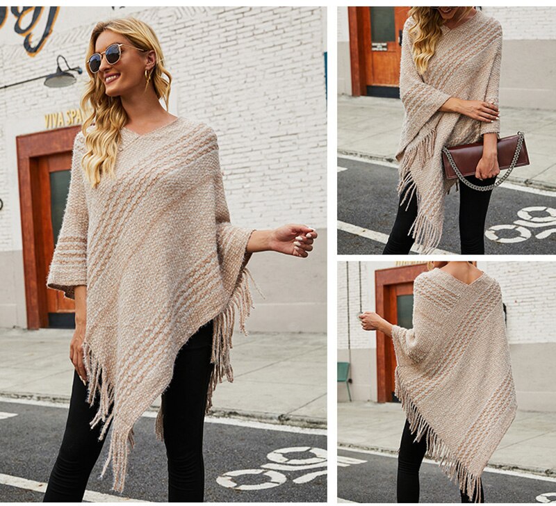 Knitted Vintage Fringe Shawl