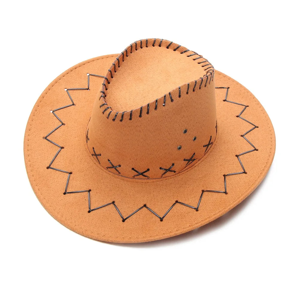 Western Cowboy/Cowgirl Wide Brim Suede Solid Color Hats