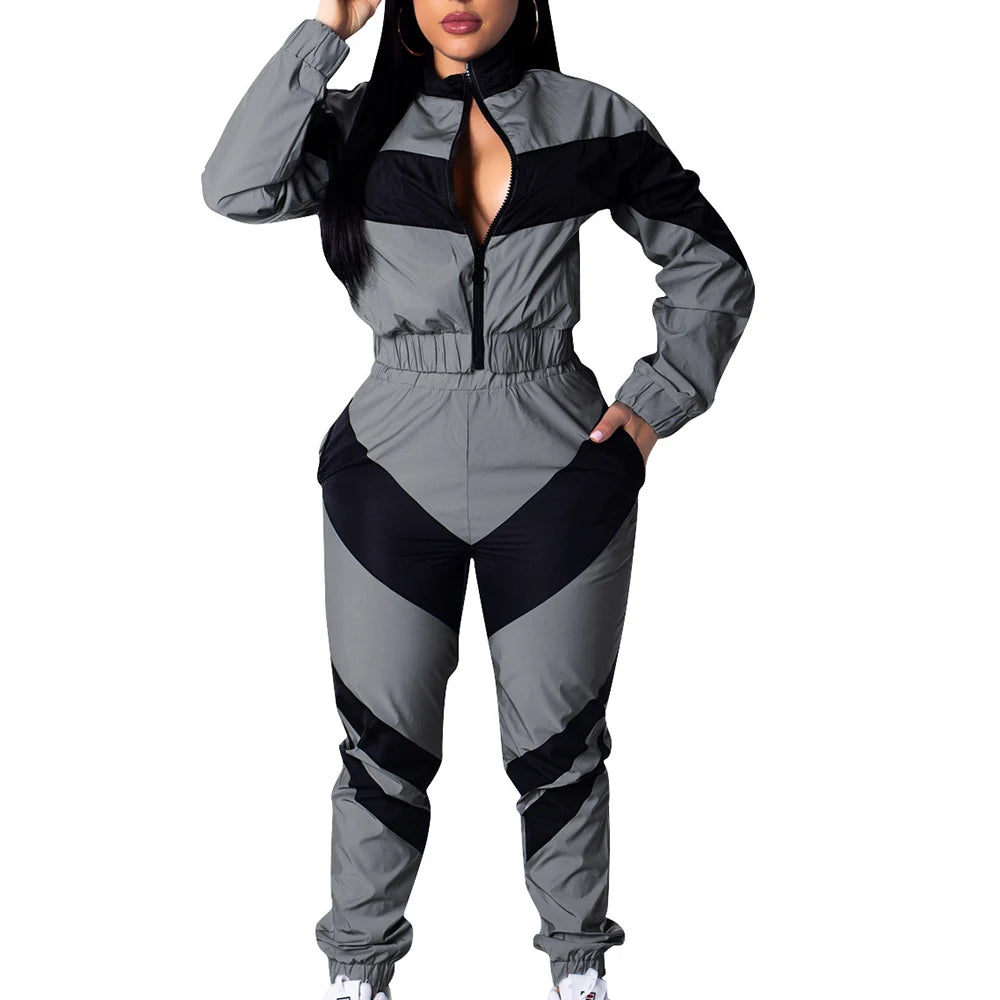 Geometric Colorblock Ladies 2-Piece Tracksuit