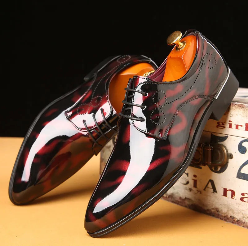 Men's Patent Leather Oxford Formal Pointed Toe Dress Shoes