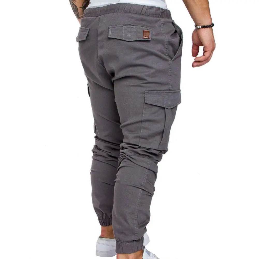 Men's Solid Color Pocket Skinny Cargo Jogger Sweatpants