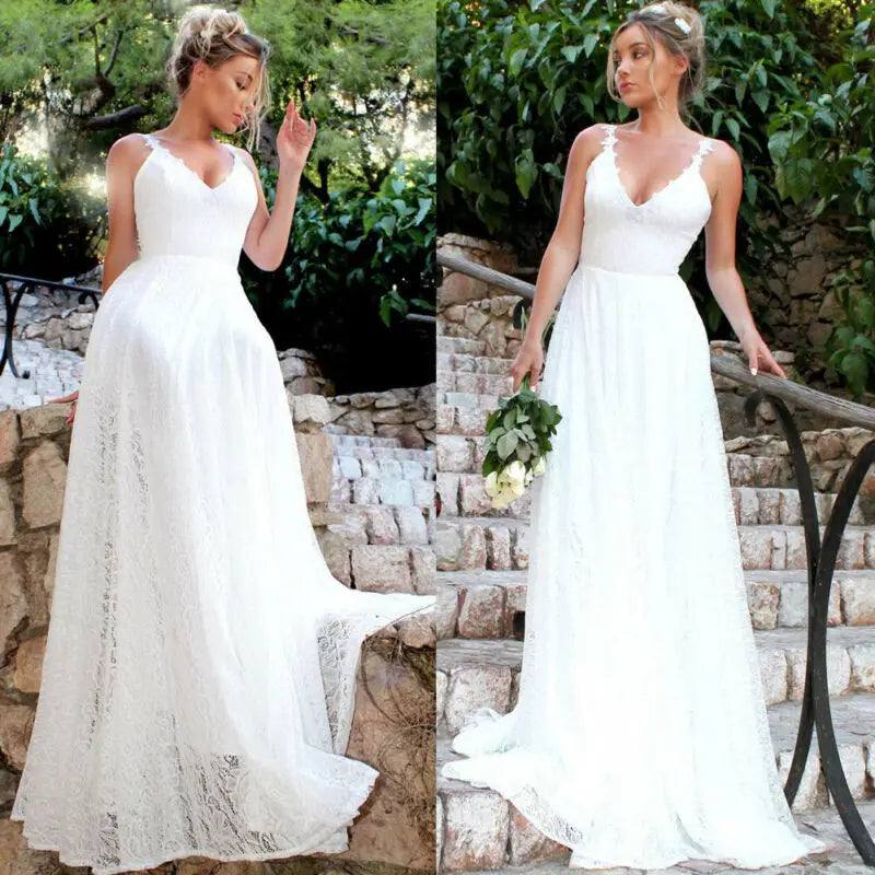 Sleeveless Long Lace Formal Party Prom/Wedding/ Bridesmaid Ball Gown Bohemian Maxi Dress