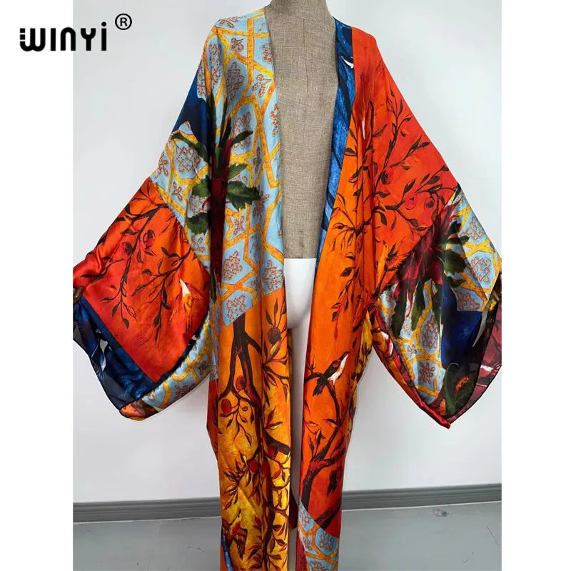 Bohemian Batwing Sleeve Kimono Maxi Cardigan