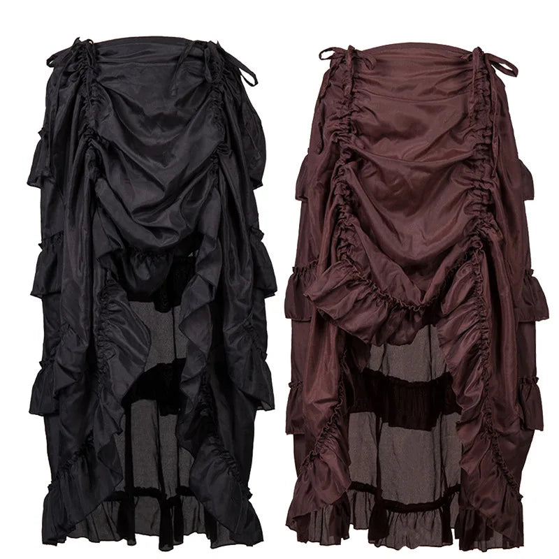 Ruffled Medieval Victorian Steampunk Midi Skirt