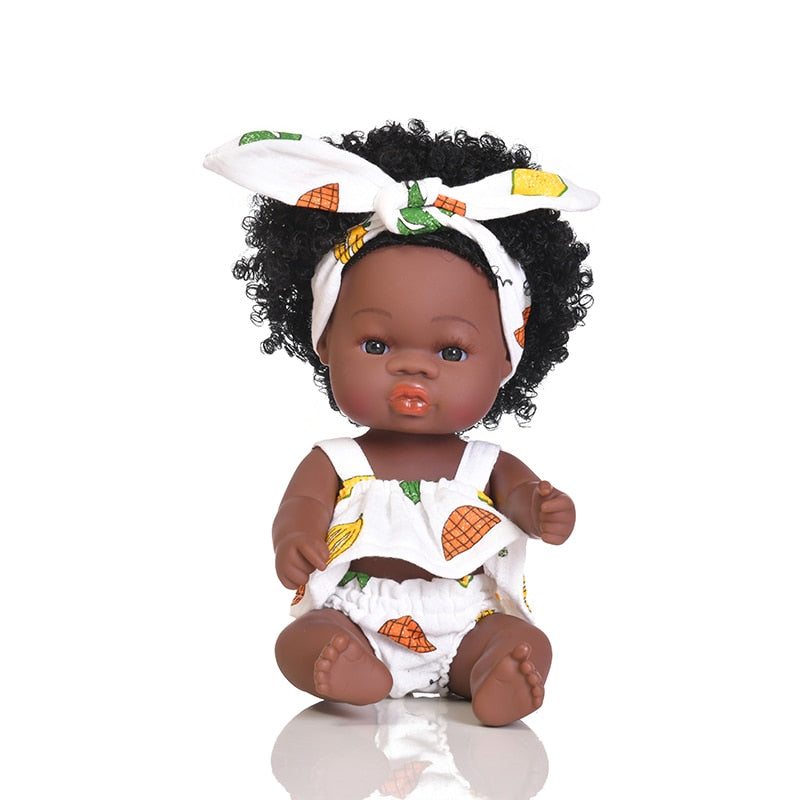 35cm African Black Girl Handmade Silicone Doll