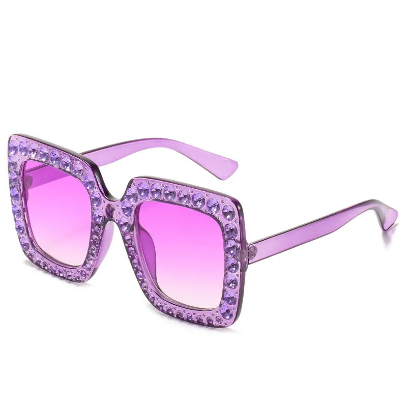 Oversized Square Rhinestone Diamond Women's UV400 Sunglasses