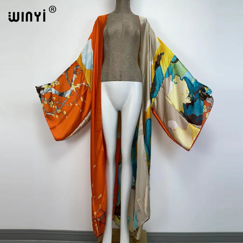 Bohemian Batwing Sleeve Kimono Maxi Cardigan