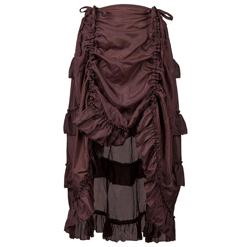 Ruffled Medieval Victorian Steampunk Midi Skirt