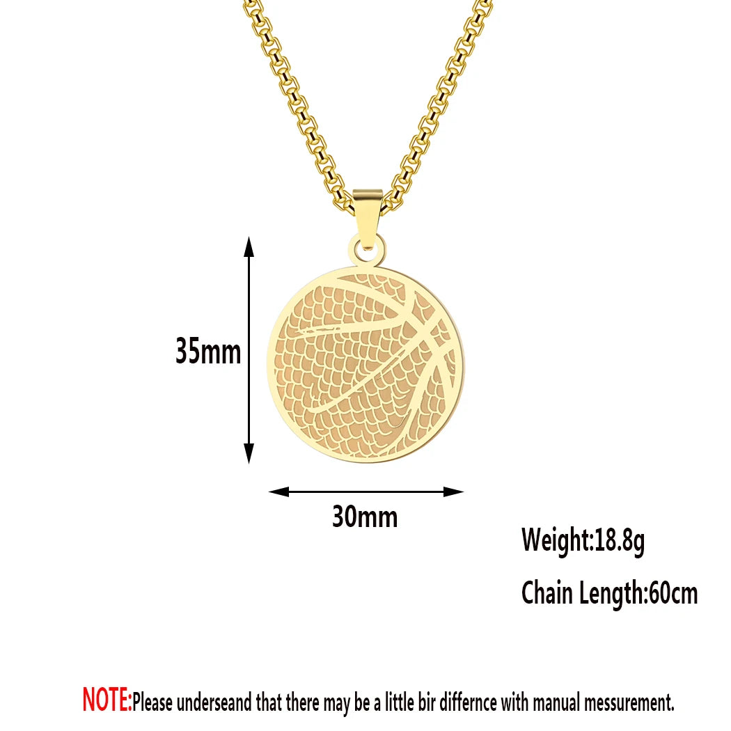 Basketball Pendant Gold/Silver Stainless Steel Basketball Pendant Chain Necklace