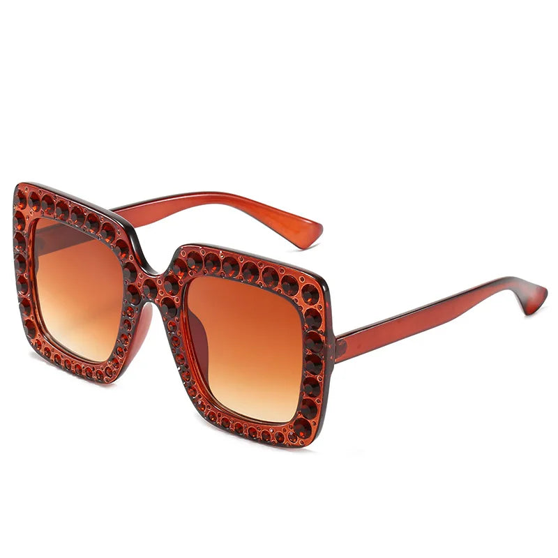 Oversized Square Rhinestone Diamond Women's UV400 Sunglasses