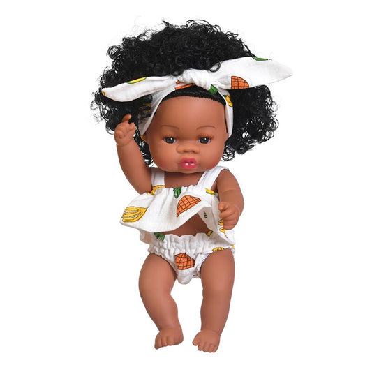 35cm African Black Girl Handmade Silicone Doll