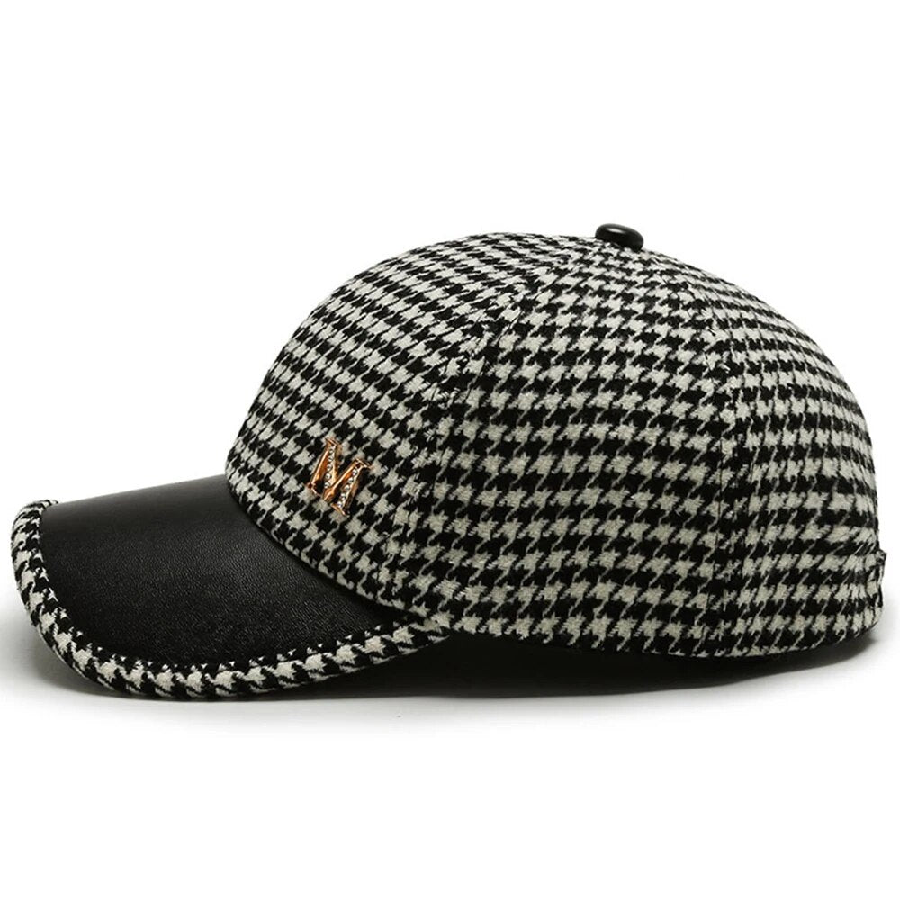 Houndstooth British Style Plaid Baseball Hat