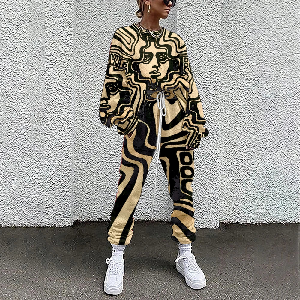 Abstract Printed Ladies Sweatsuit