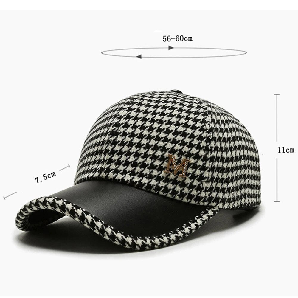 Houndstooth British Style Plaid Baseball Hat