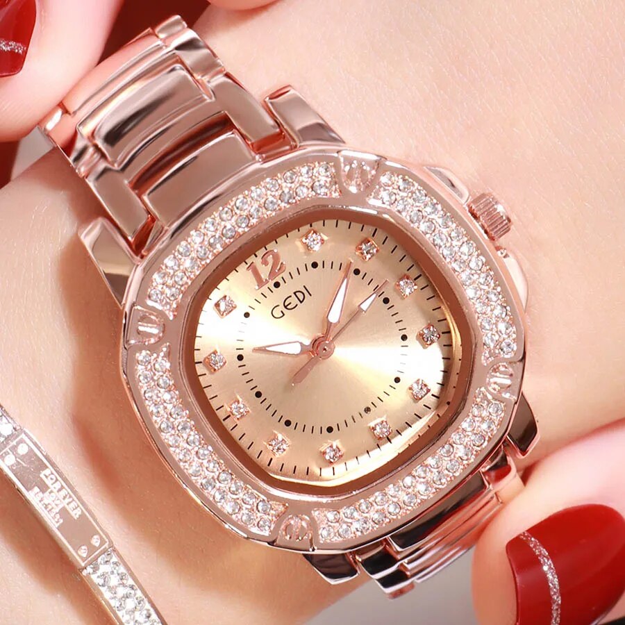 Square Rhinestone Waterproof Diamond Quartz Women's Watch