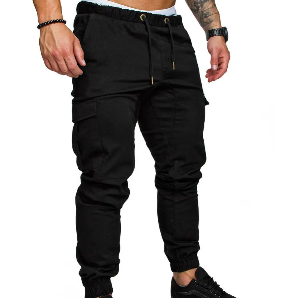 Men's Solid Color Pocket Skinny Cargo Jogger Sweatpants