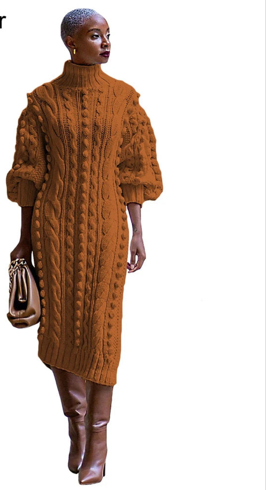 Solid Knitted Turtleneck Long Sleeve High Side Slit Sweater Dress to 3X Plus Size